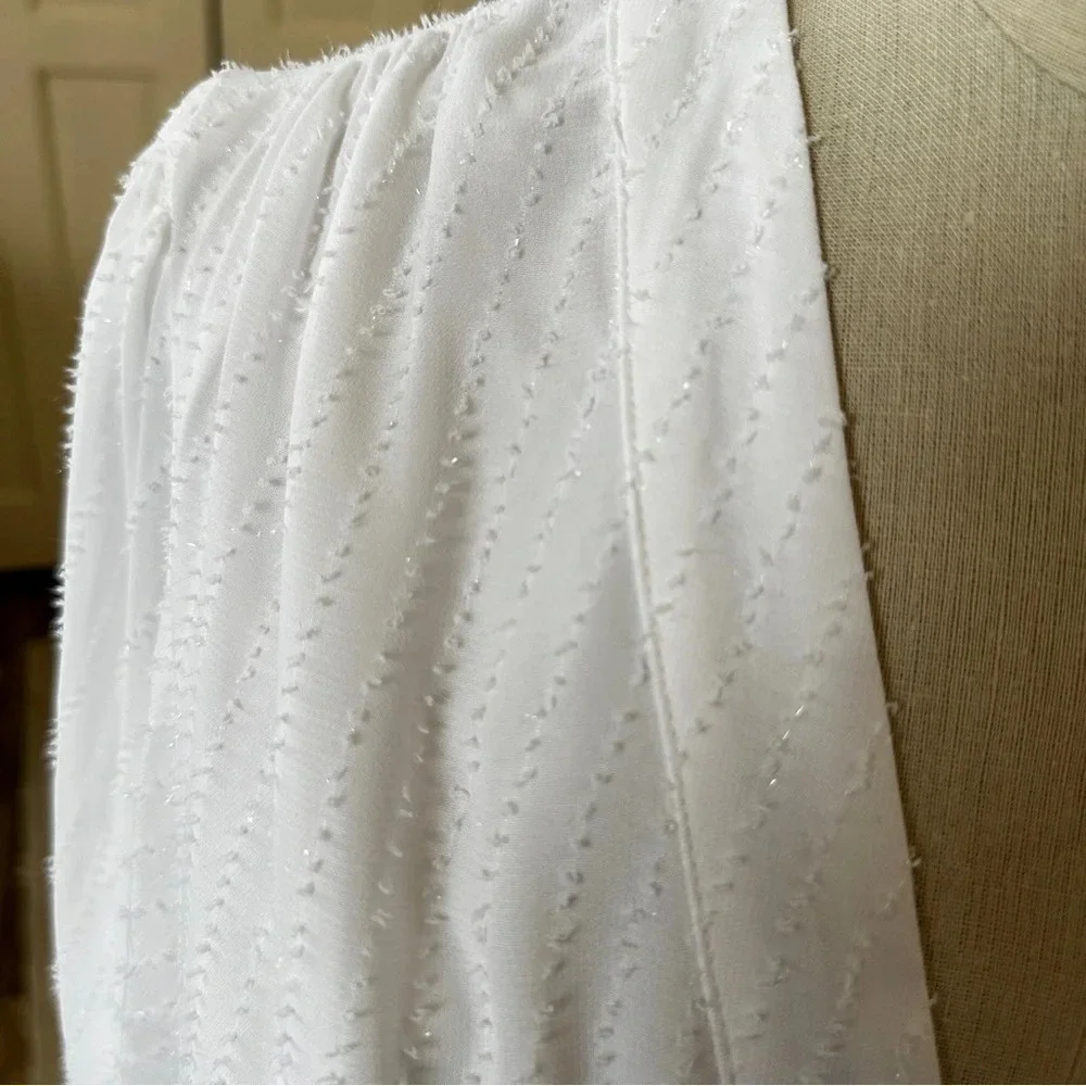 Michael Kors Button Front Swiss Dot Dress in White with Tie at Waist - 1X - New - Picture 6 of 12